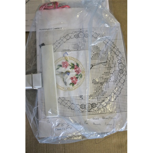 655 - Set of Photocopied Patterns to Make 4 Different Designs of Hummingbird Coasters Plus Ample Cloth and... 