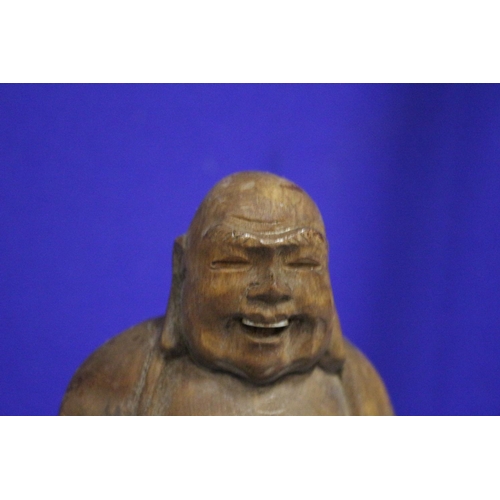 11 - Vintage Wooden Carved Buddha with Inlaid Teeth