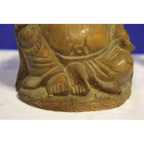 11 - Vintage Wooden Carved Buddha with Inlaid Teeth