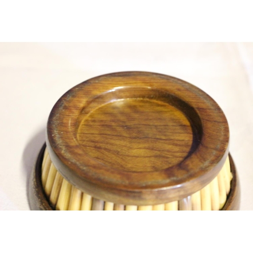 17 - Vintage Solid Wood and Quill (Porcupine) Cigarette Box and Ashtray