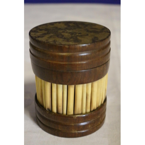 17 - Vintage Solid Wood and Quill (Porcupine) Cigarette Box and Ashtray