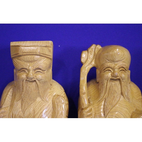 33 - Solid Pine, Large,  20+ Year Old Hand Carved Chinese 3 Gods - Fuk, Luk & Sau (Health, Wealth and Pro... 