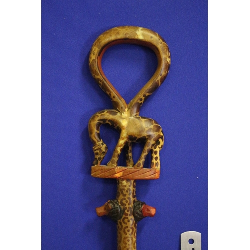 8 - African Walking Cane with Giraffe Handle and Animal Markings