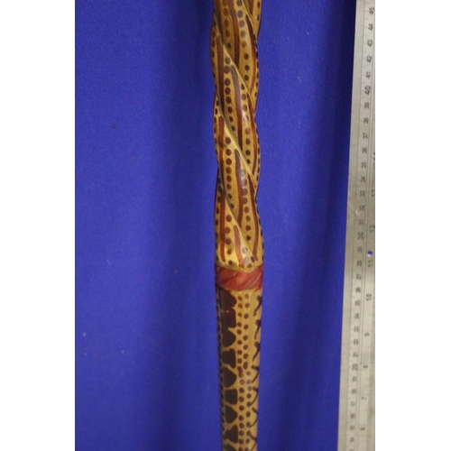 8 - African Walking Cane with Giraffe Handle and Animal Markings