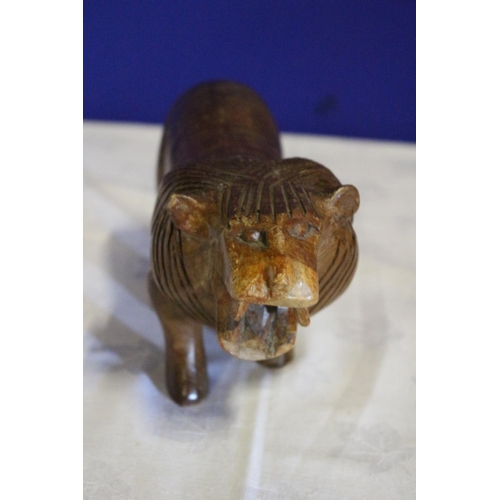 39 - Vintage Carved Solid Wood Lion