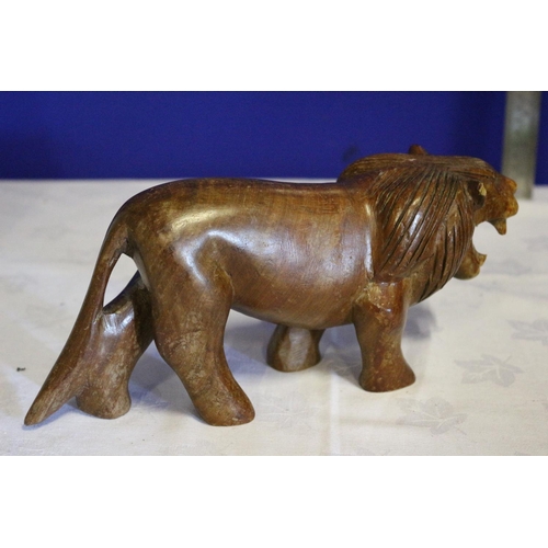 39 - Vintage Carved Solid Wood Lion