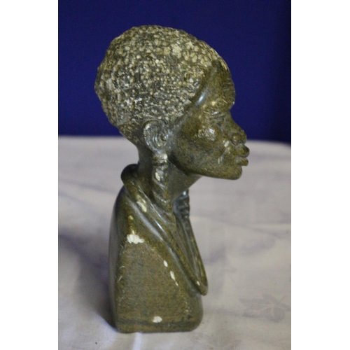 43 - Vintage Hand Carved, Stone Bust of an African Woman