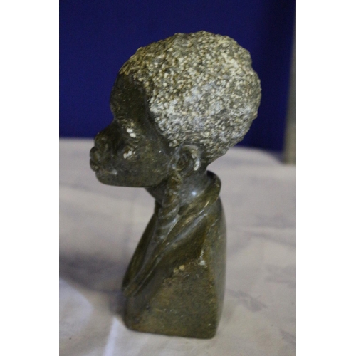 43 - Vintage Hand Carved, Stone Bust of an African Woman