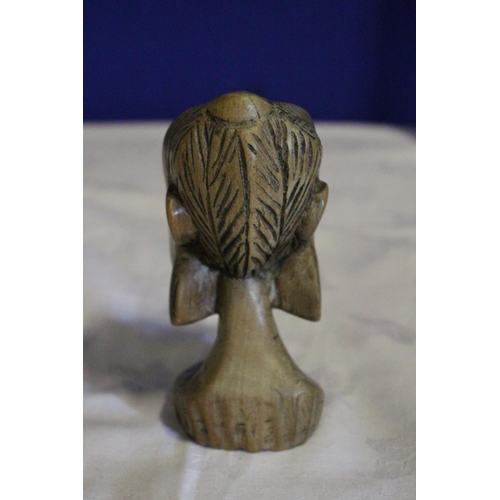 44 - Vintage Hand Carved Wood Bust of an African Woman