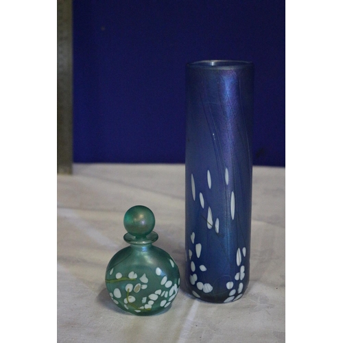 61 - Vintage 1980's Phoenician Glass Items from Malta including a Perfume Bottle with Stopper and Vase - ... 