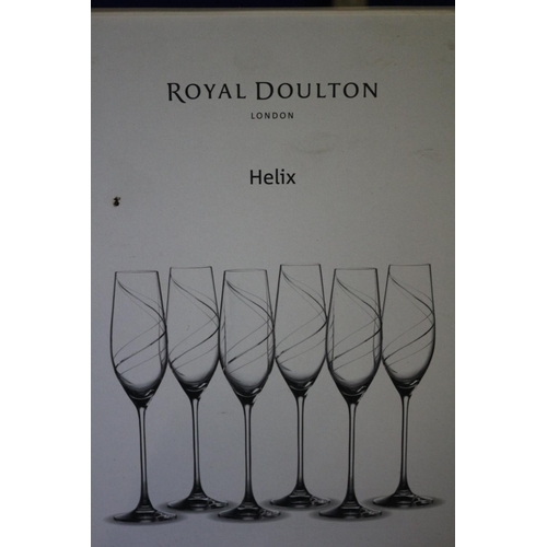 24 - New Box of 6 Royal Doulton Helix Crystal Glasses