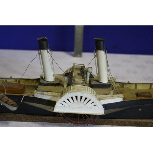 3 - Vintage Hand Made Model of the Passenger Ship Victoria 1861 on a Wood Base Stand