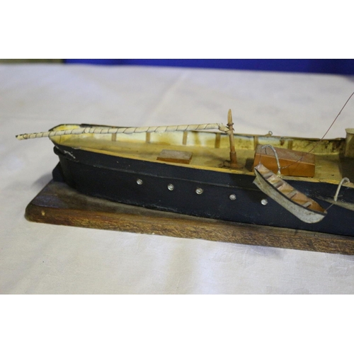 3 - Vintage Hand Made Model of the Passenger Ship Victoria 1861 on a Wood Base Stand