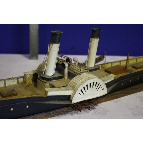 3 - Vintage Hand Made Model of the Passenger Ship Victoria 1861 on a Wood Base Stand