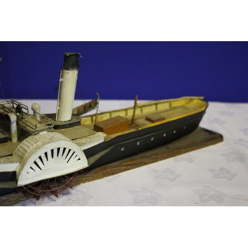 3 - Vintage Hand Made Model of the Passenger Ship Victoria 1861 on a Wood Base Stand