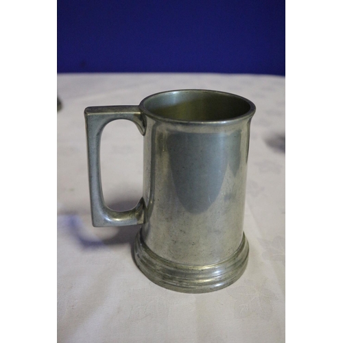 5 - 4 x Vintage Glass Bottom Pewter Tankards from Cooke & Kelvey of Culcutta