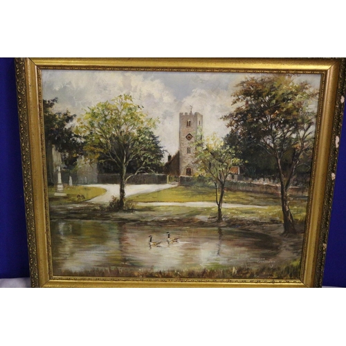 29 - Vintage Oil on Canvas Framed Painting by Frederick Cockerton - Buriton