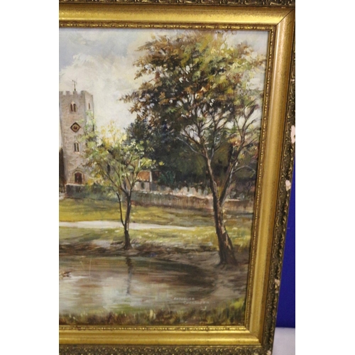 29 - Vintage Oil on Canvas Framed Painting by Frederick Cockerton - Buriton