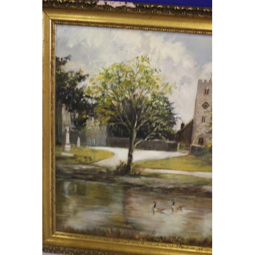 29 - Vintage Oil on Canvas Framed Painting by Frederick Cockerton - Buriton