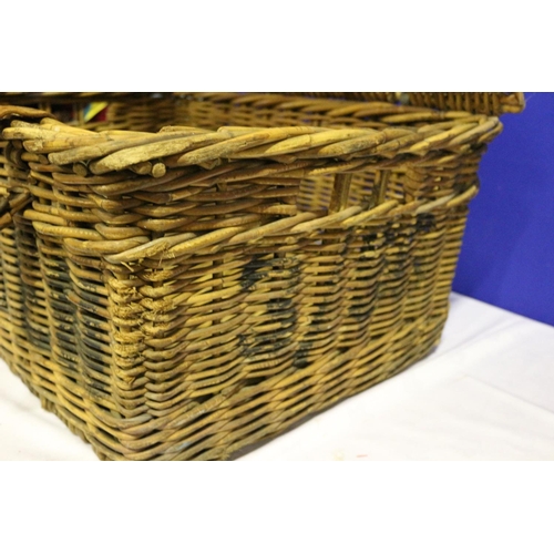 30 - Original and Rare Camden Market Traders Basket with Original Straps and Lead Weights to Lid. Marked ... 