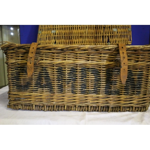 30 - Original and Rare Camden Market Traders Basket with Original Straps and Lead Weights to Lid. Marked ... 