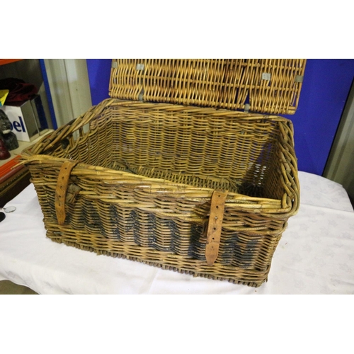 30 - Original and Rare Camden Market Traders Basket with Original Straps and Lead Weights to Lid. Marked ... 