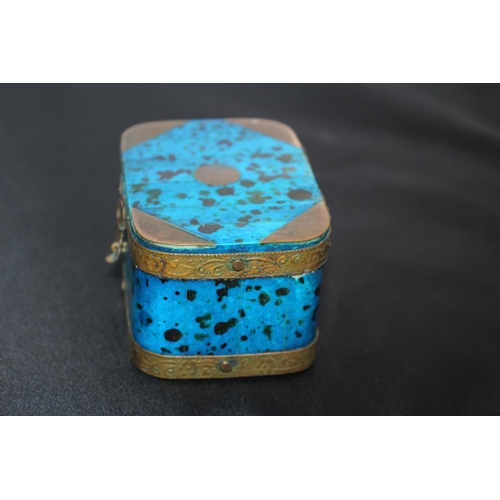 34 - Vintage Lapis Lazuli Trinket Box with Patterned Brass Edging and Hinges