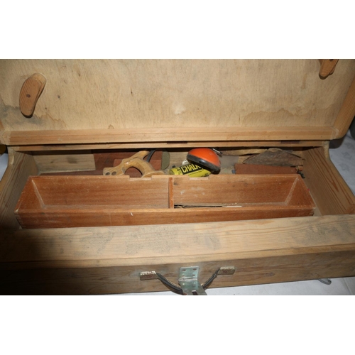 41 - Vintage Carpenters Box with Drawer and a couple of Bits