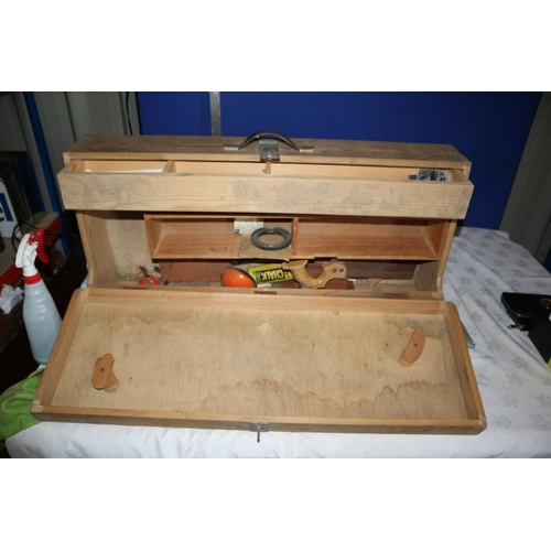 41 - Vintage Carpenters Box with Drawer and a couple of Bits