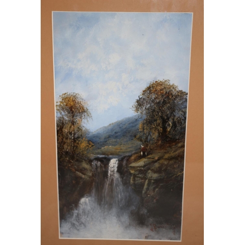 42 - Beautiful, Signed Oil on Board Vintage Painting of a Welsh Waterfall Scene