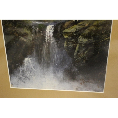 42 - Beautiful, Signed Oil on Board Vintage Painting of a Welsh Waterfall Scene