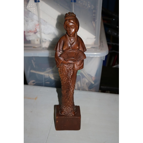 51 - Vintage 1950/60's Hand Carved Wooden  Japanese Lady Figure - Tall