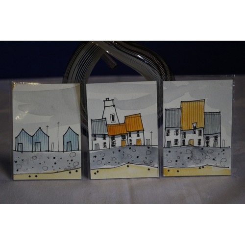 88 - Trio of Original Watercolour and Ink Miniature Paintings Signed by the Artist