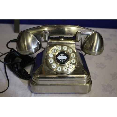 110 - Vintage Style Desk Phone in Brushed Metal