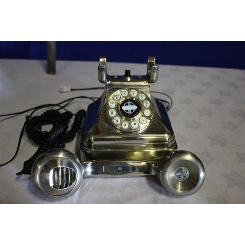 110 - Vintage Style Desk Phone in Brushed Metal