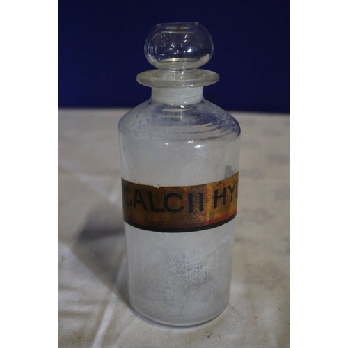 123 - Vintage Apothecary Glass Bottle with Stopper Top and Label