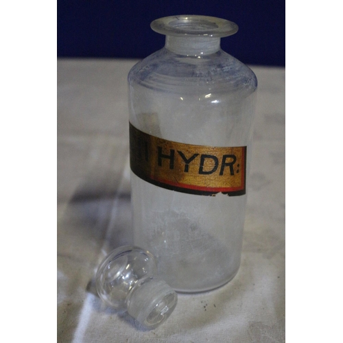 123 - Vintage Apothecary Glass Bottle with Stopper Top and Label