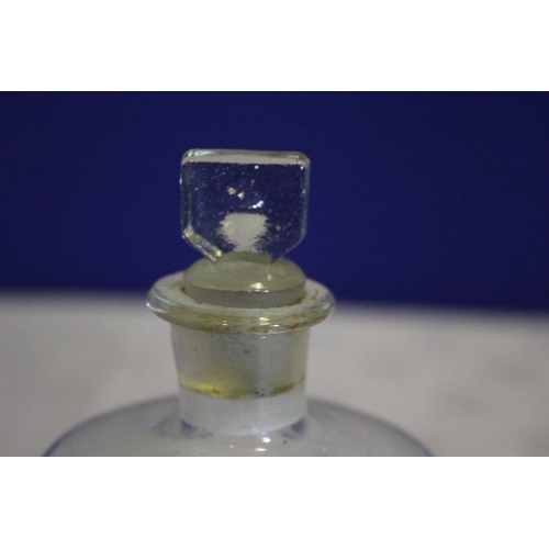 124 - Vintage Apothecary Glass Bottle with Stopper Top and Label