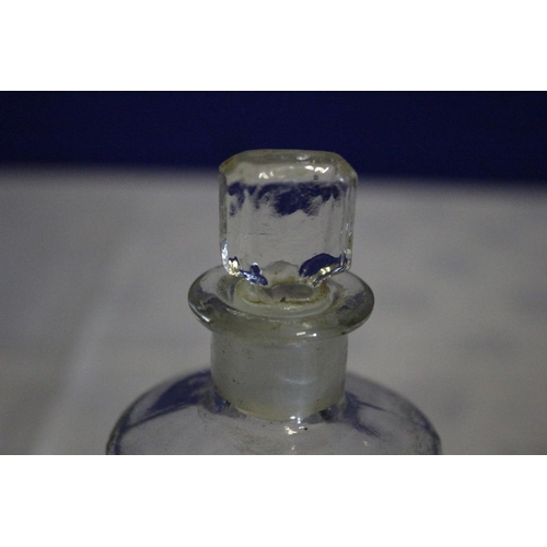 125 - Vintage Apothecary Glass Bottle with Stopper Top and Label