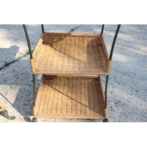 128 - Pair of Straw Side Tables / Bedside Tables - Heavy