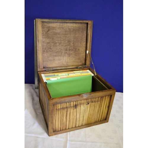 133 - Very Solid Bamboo Walled Filing Box with Hanging Files