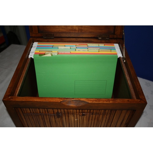 133 - Very Solid Bamboo Walled Filing Box with Hanging Files