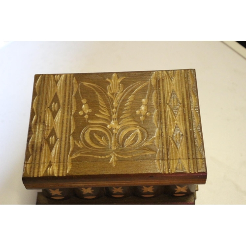 136 - Vintage Wooden Jewellery Box with Puzzle Hidden Lock