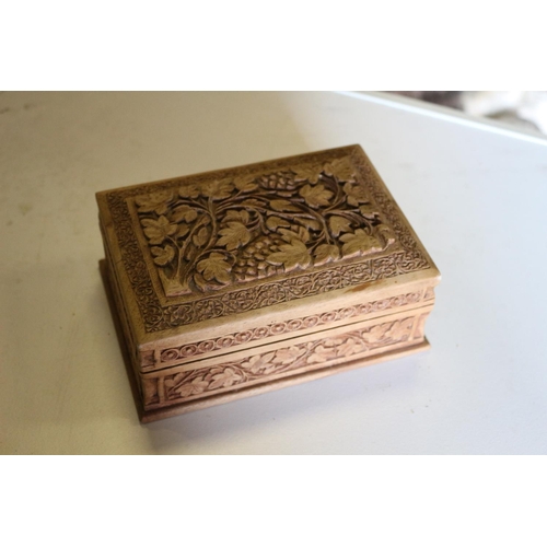 136 - Vintage Wooden Jewellery Box with Puzzle Hidden Lock