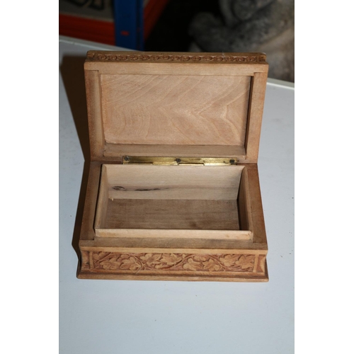 136 - Vintage Wooden Jewellery Box with Puzzle Hidden Lock