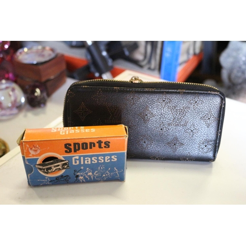 140 - Designer Styled Purse with Vintage Boxed Sports Glasses