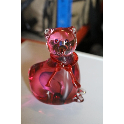 143 - Red Glass Cat with a Scarf