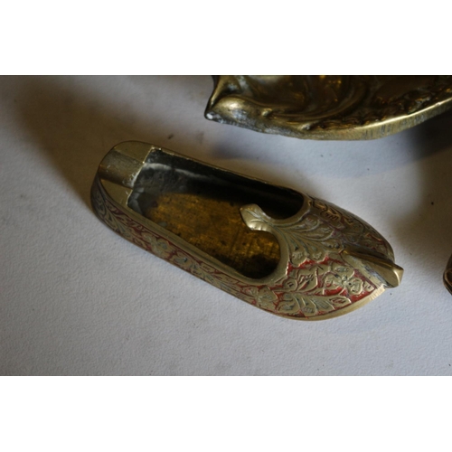 145 - 3 Brass Items, Fish, Turkish Slipper and Boot