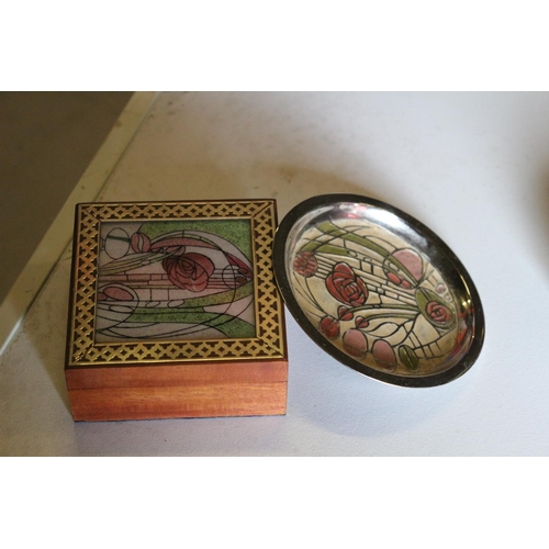 147 - Macintosh Style Pin dish plus Trinket Box with enamelled Tops #2