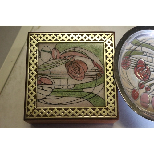 147 - Macintosh Style Pin dish plus Trinket Box with enamelled Tops #2